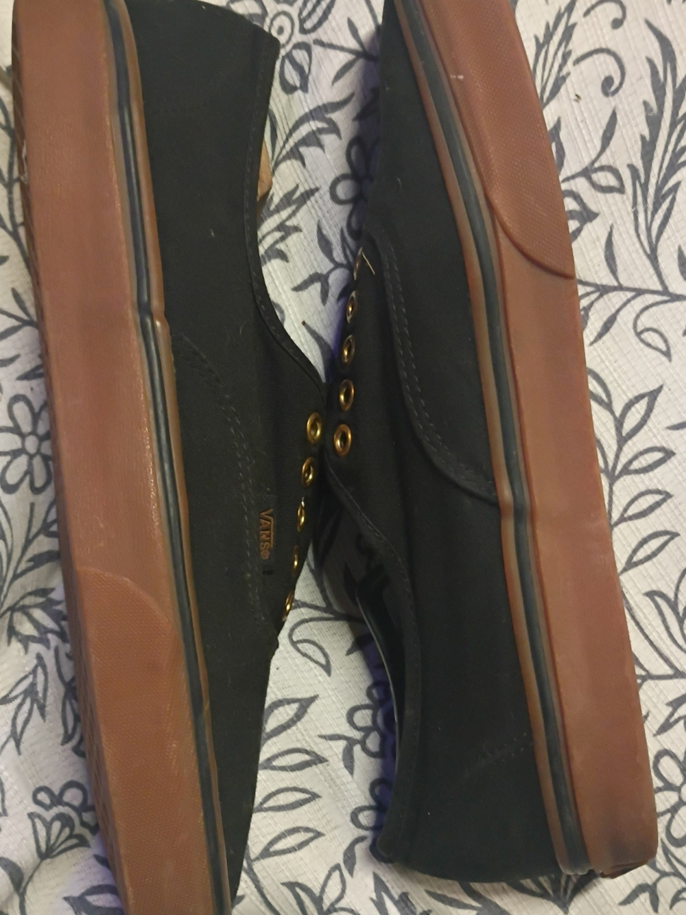 Vans Black Canvas Low-Top Sneakers with Brown Gum Sole